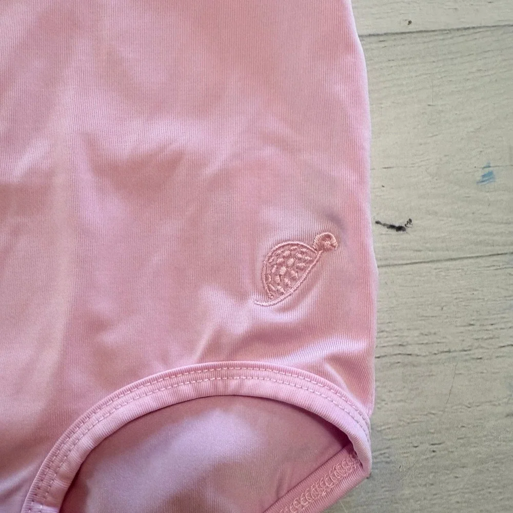 Turtles & Tees baby girls pink polo bodysuit monagramed 